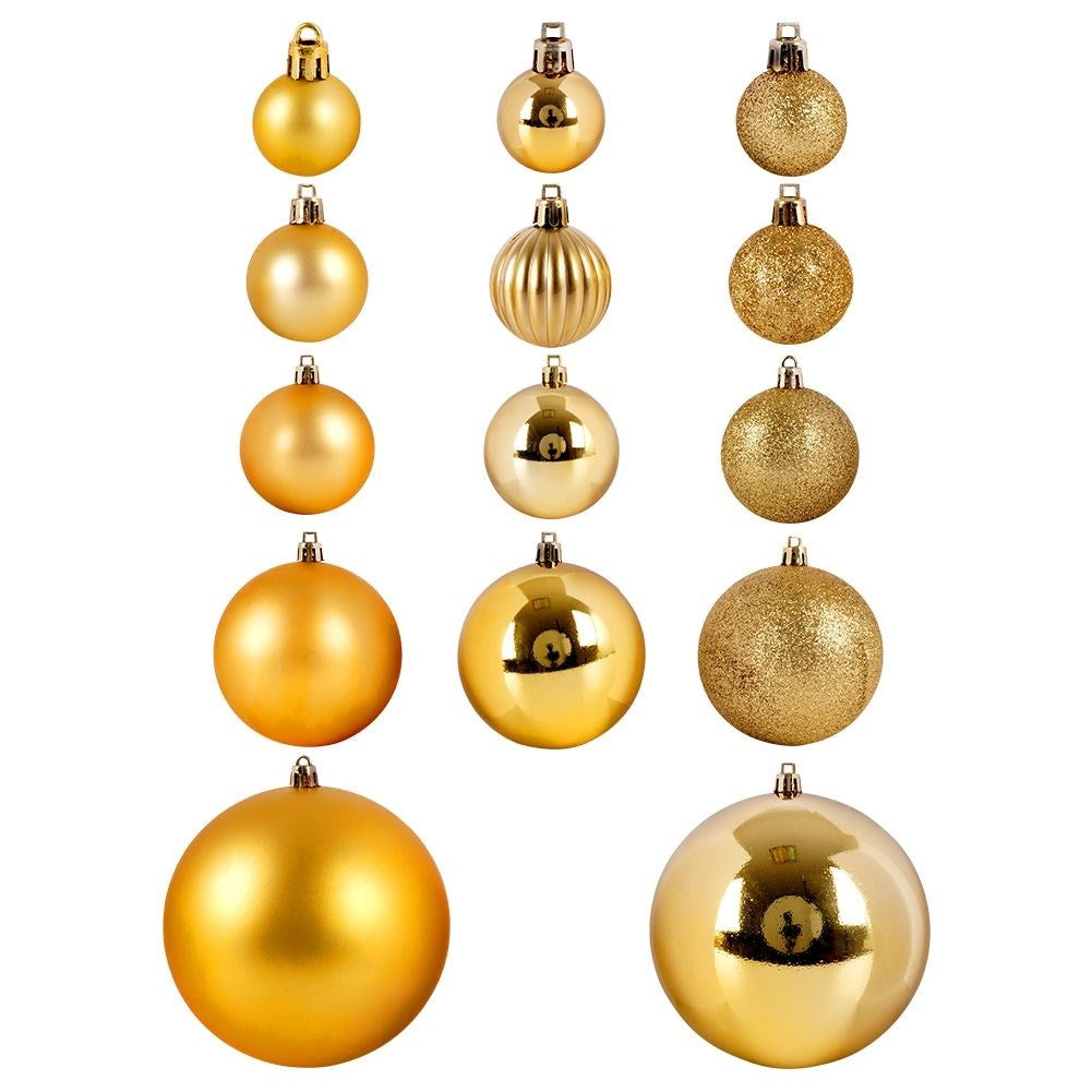 Large set of 94 unbreakable gold Christmas tree balls