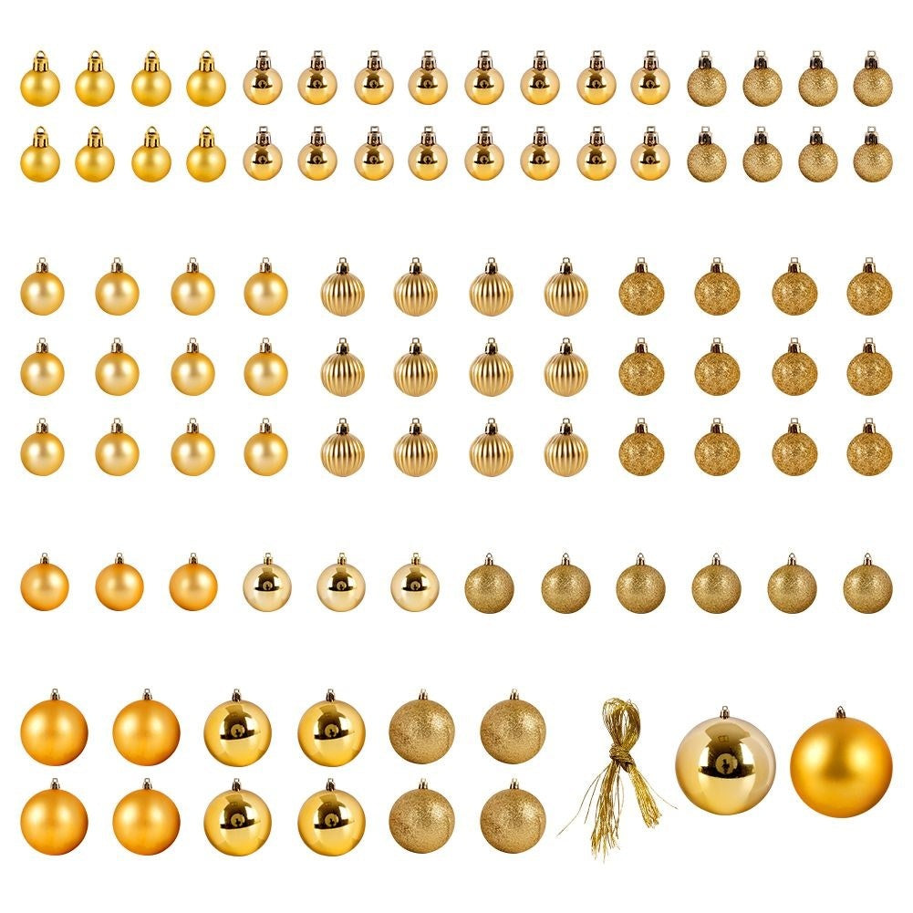 Large set of 94 unbreakable gold Christmas tree balls