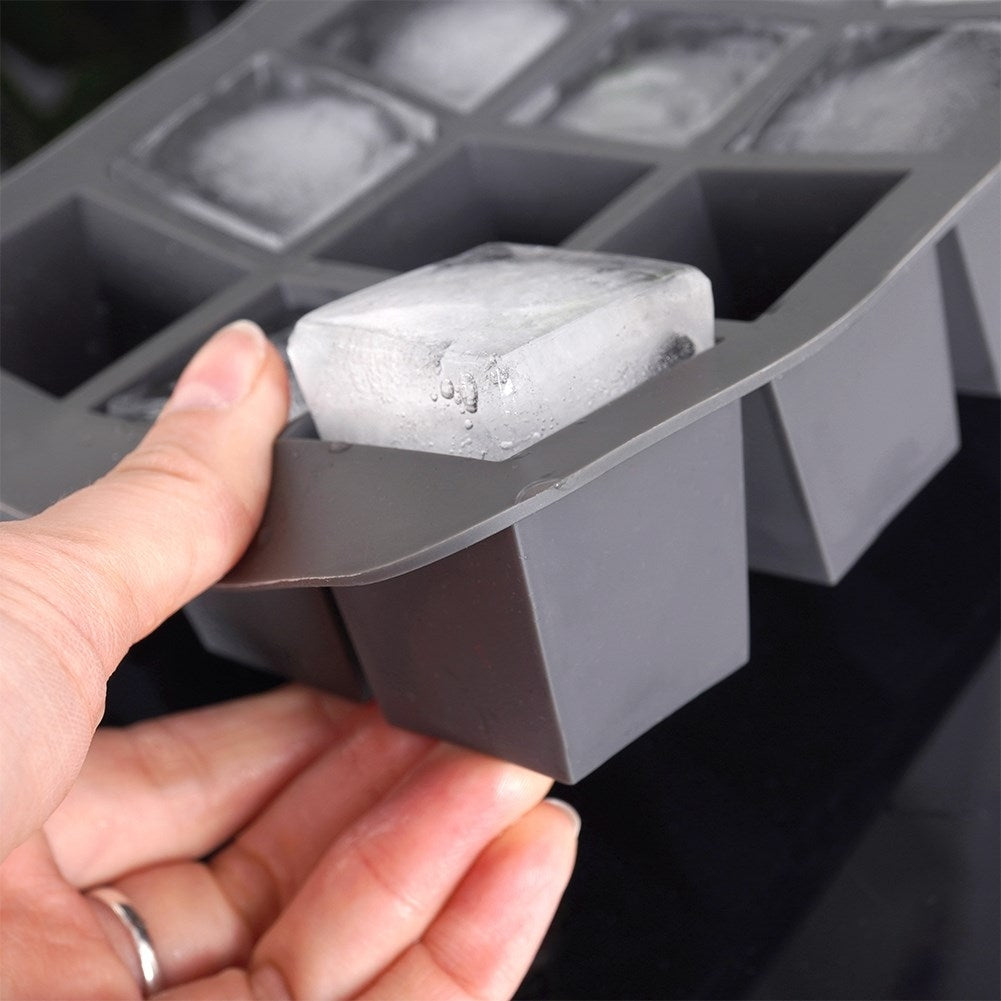 Large silicone ice cube mold for 12 square ice cubes