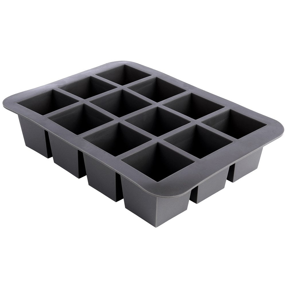 Large silicone ice cube mold for 12 square ice cubes