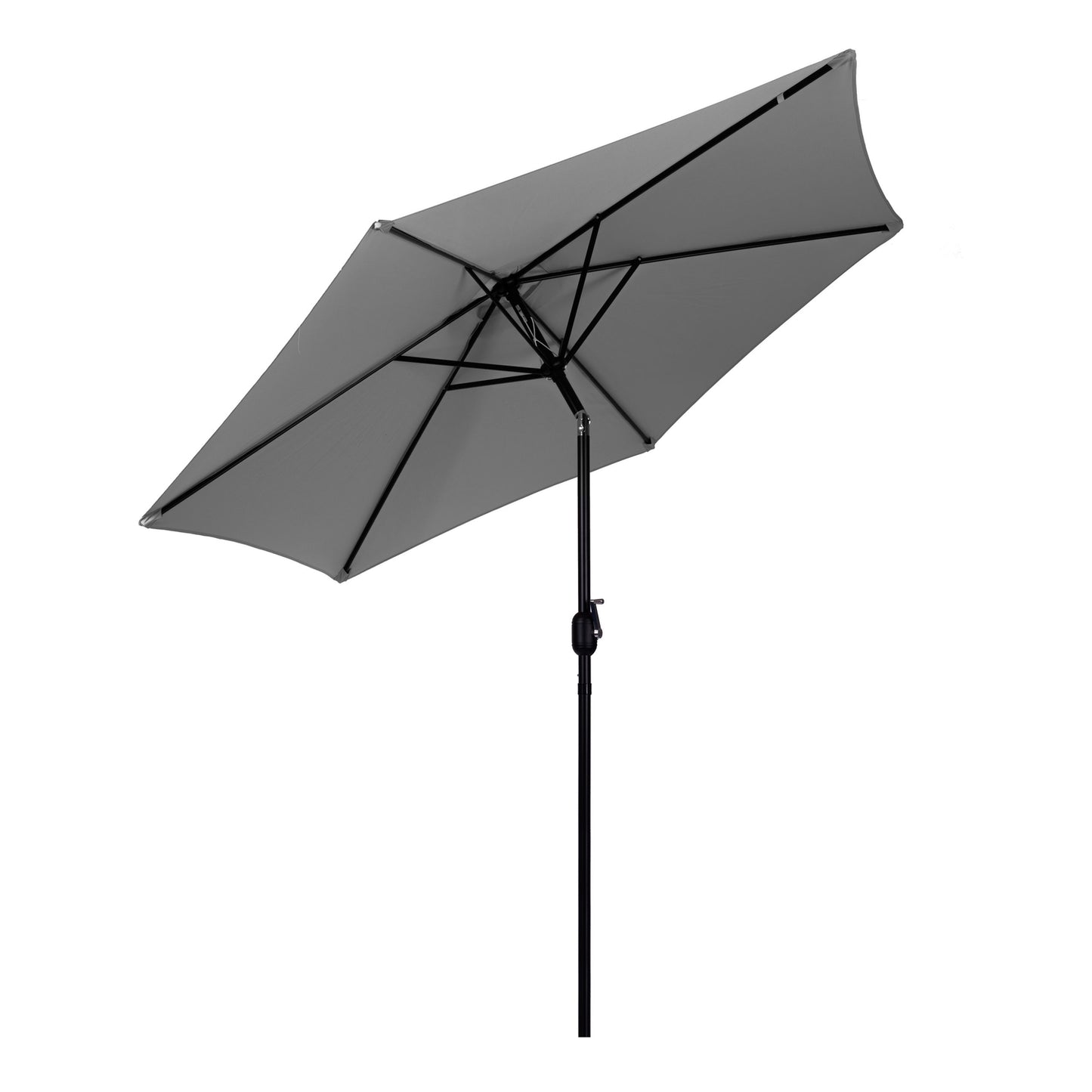 Large slanted broken garden umbrella with a crank, 6 ribs, gray 270 cm