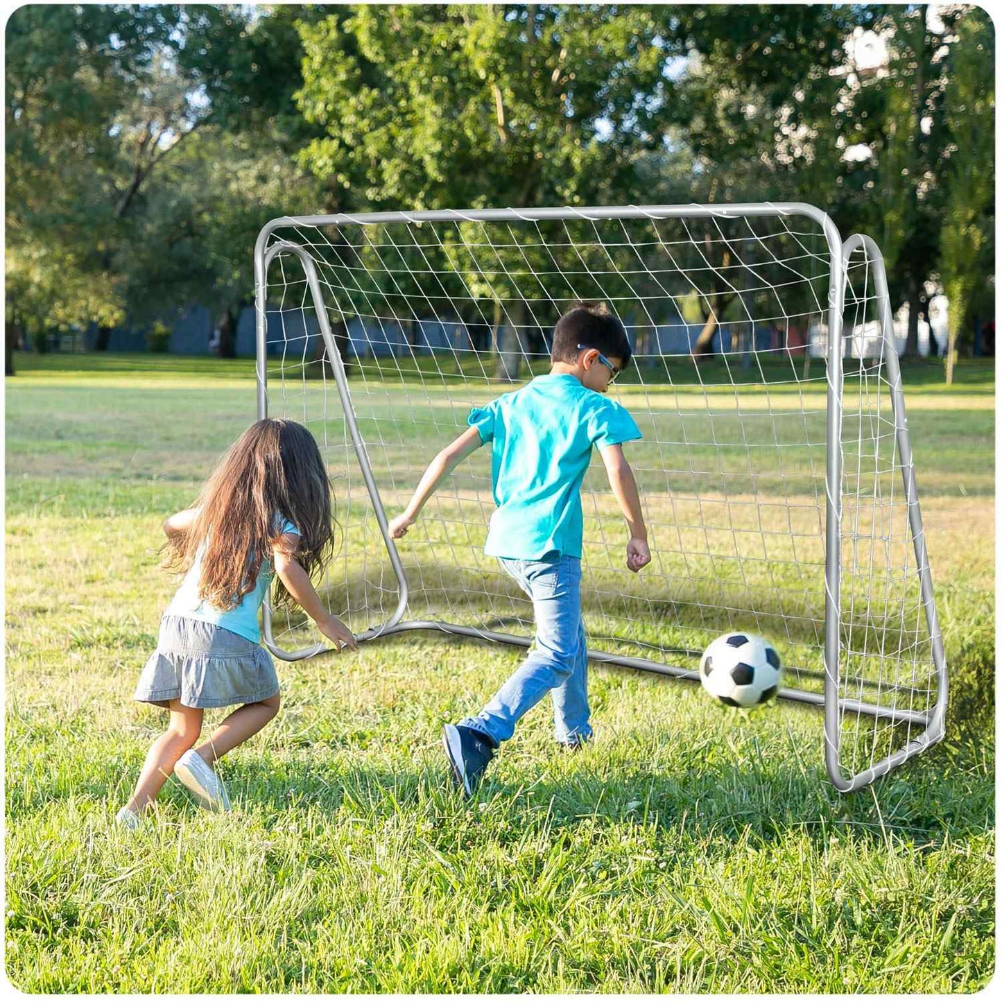 Large soccer goal 215 x 153 x 76 cm with goal mat
