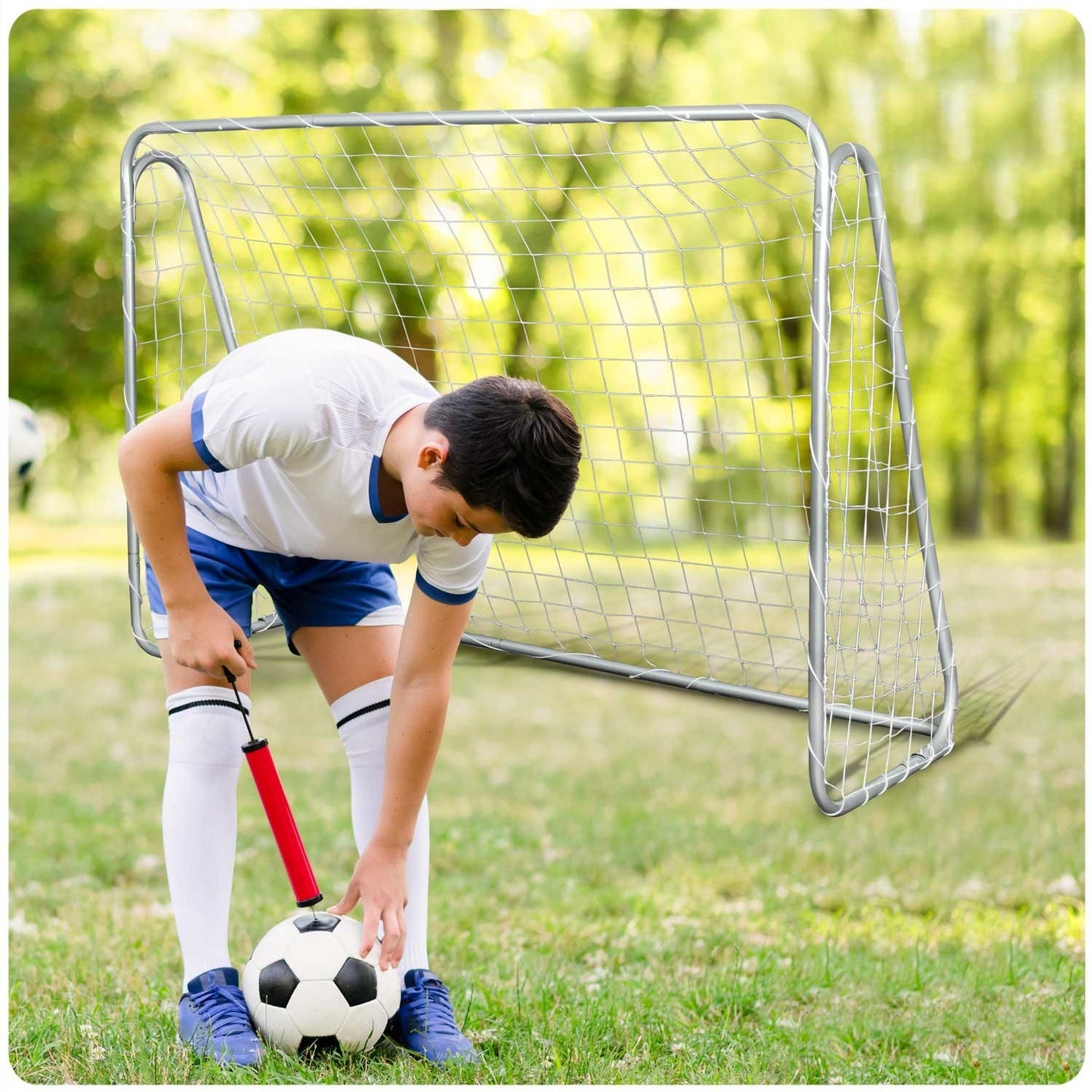 Large soccer goal 215 x 153 x 76 cm with goal mat