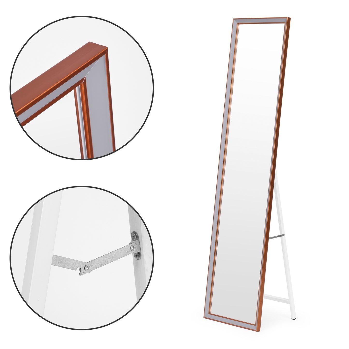 Large standing mirror, 148 cm, aluminum frame, foldable, ModernHome