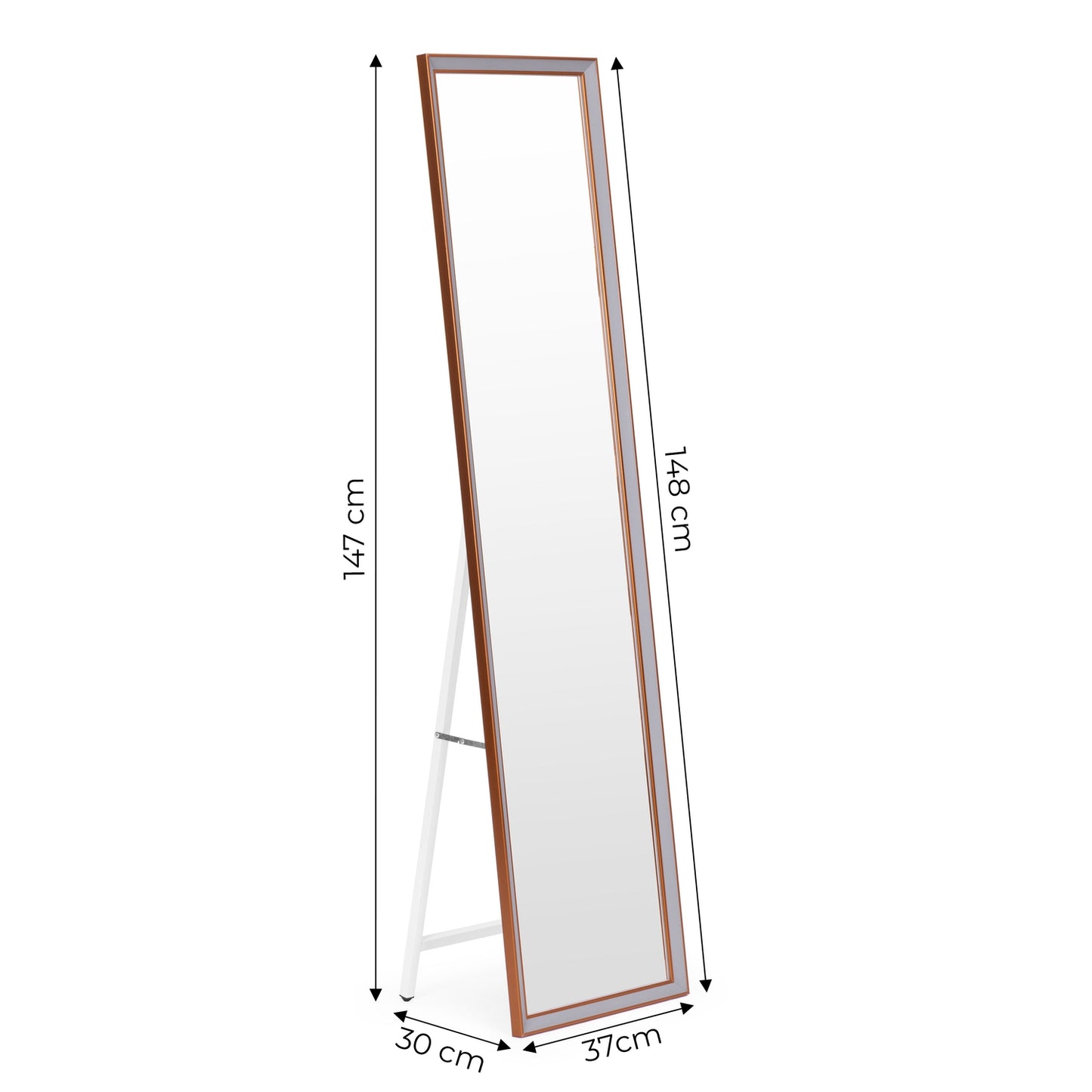 Large standing mirror, 148 cm, aluminum frame, foldable, ModernHome