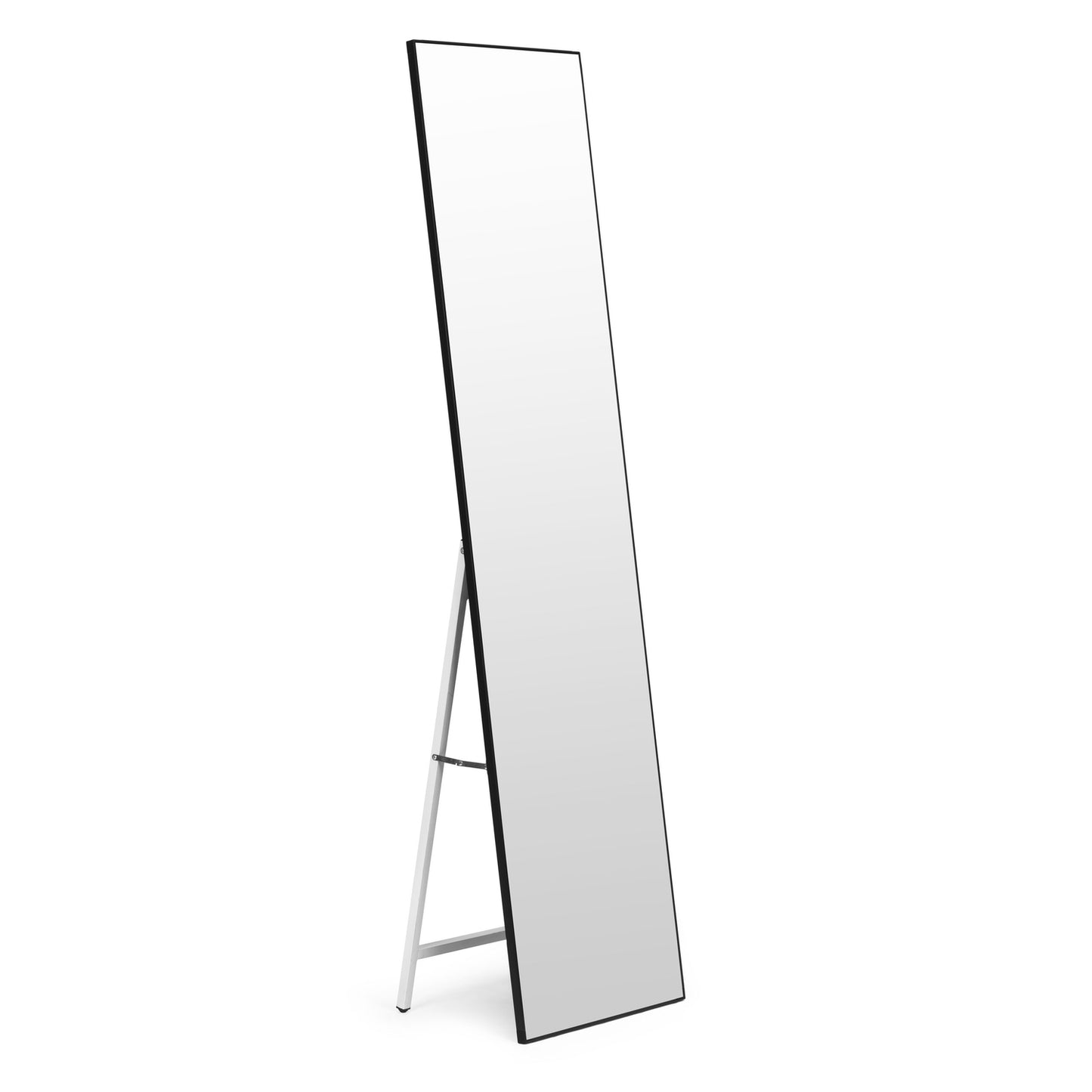 Large standing mirror 159 cm, aluminum, black frame, ModernHome