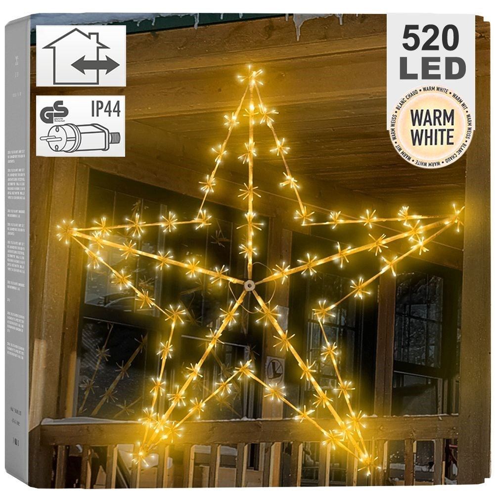 Large star 150 cm, 520 LED, Christmas decoration inside/outside