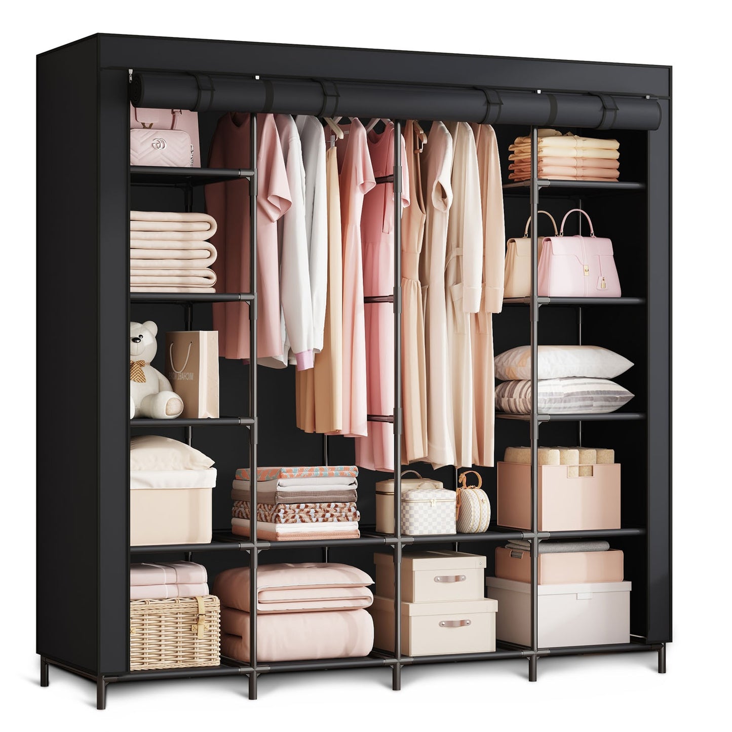 Large textile wardrobe Massido MS-804 black