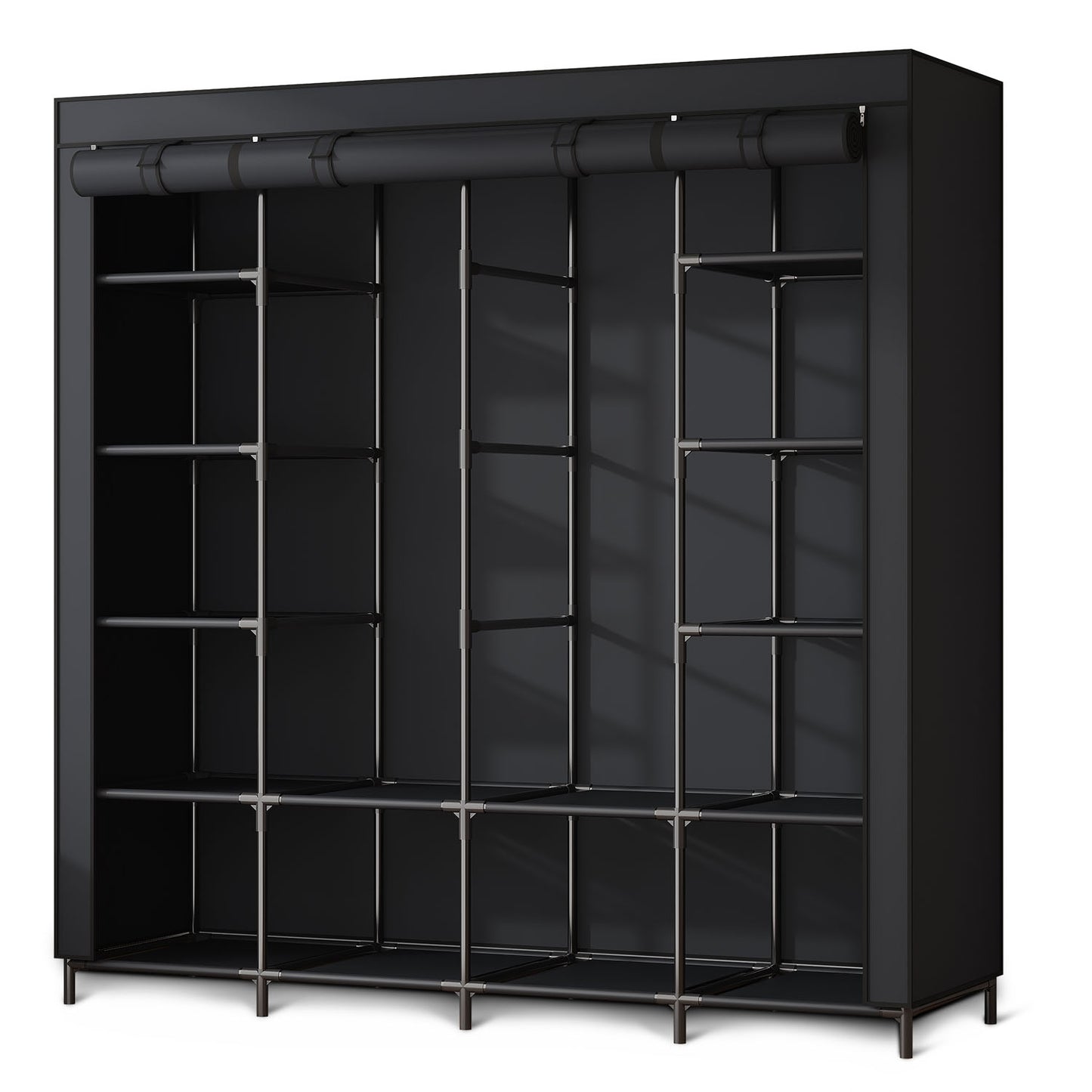 Large textile wardrobe Massido MS-804 black