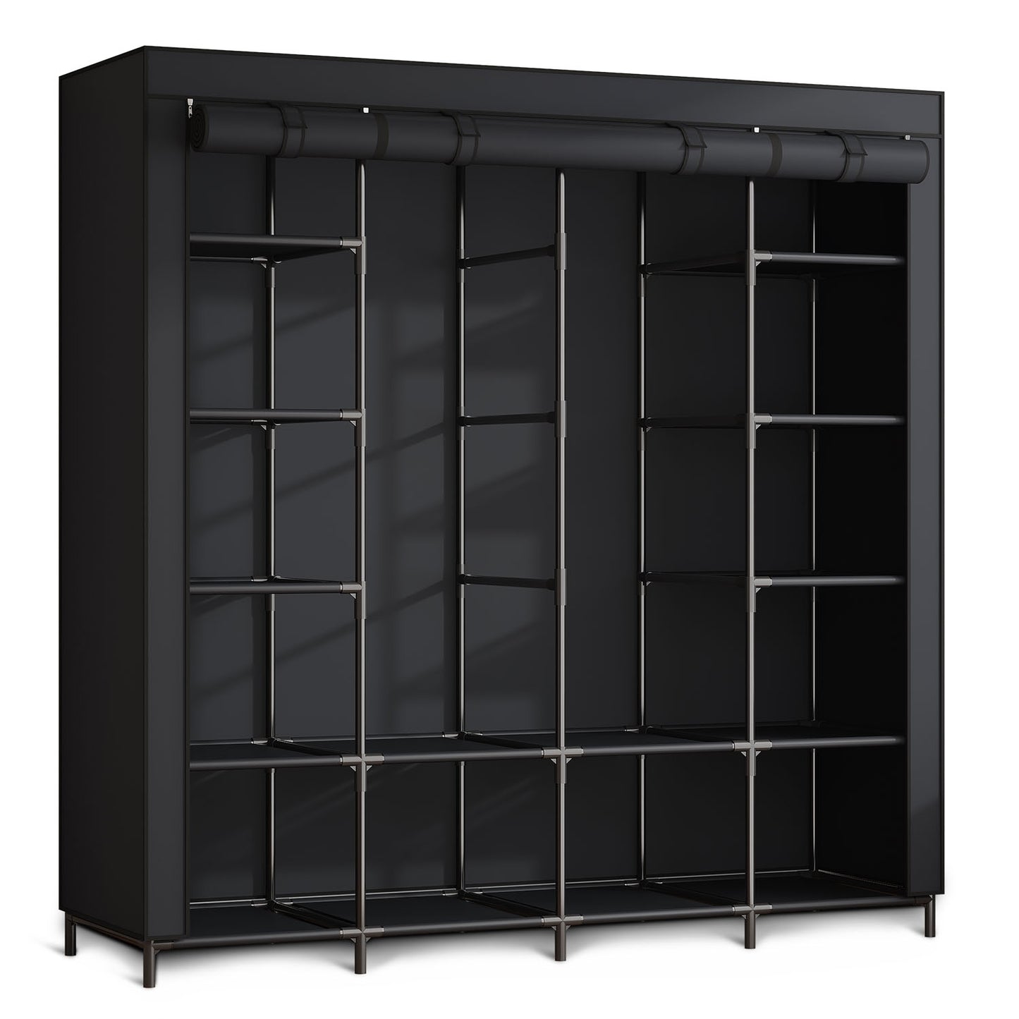 Large textile wardrobe Massido MS-804 black