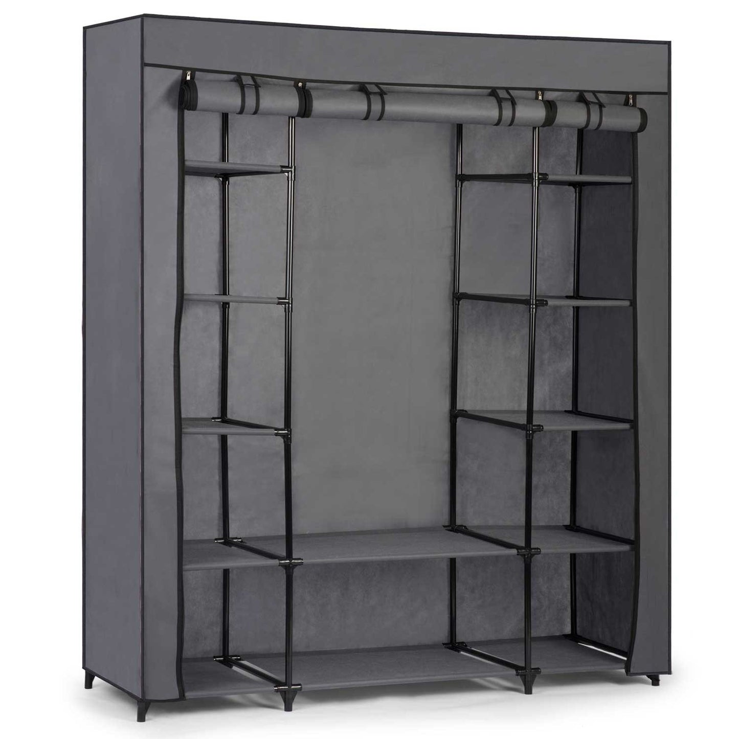 Large textile wardrobe Massido - graphite grey