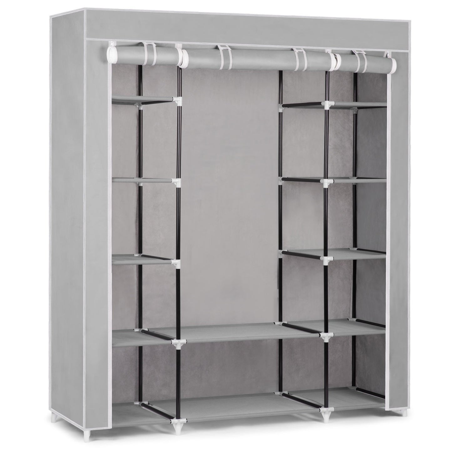 Large textile wardrobe Massido - grey