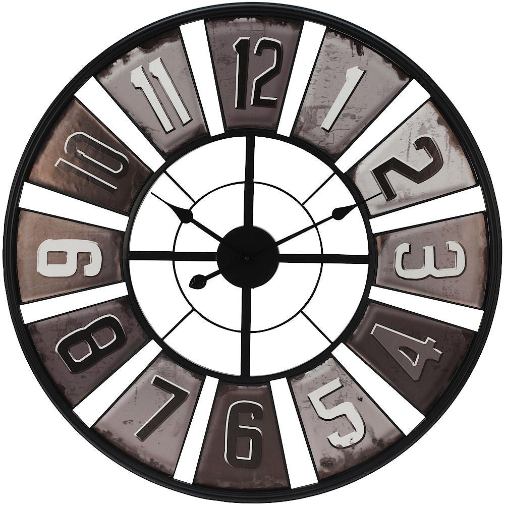 Large wall clock in black metal for loft