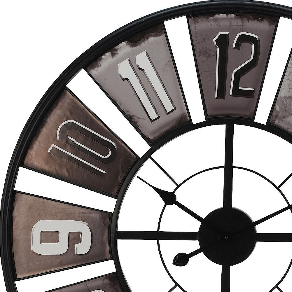 Large wall clock in black metal for loft