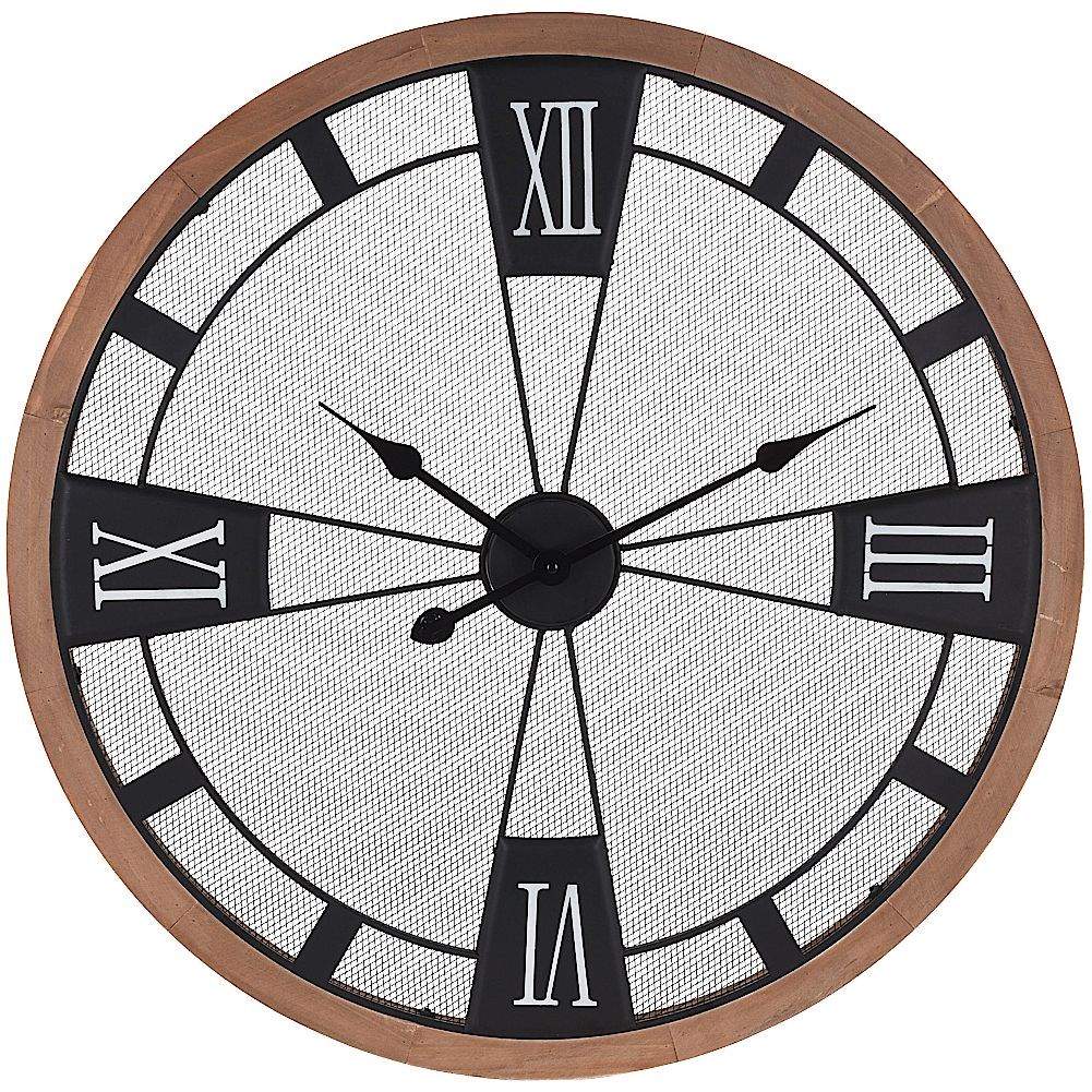 Large wall clock in metal and wood for loft decoration