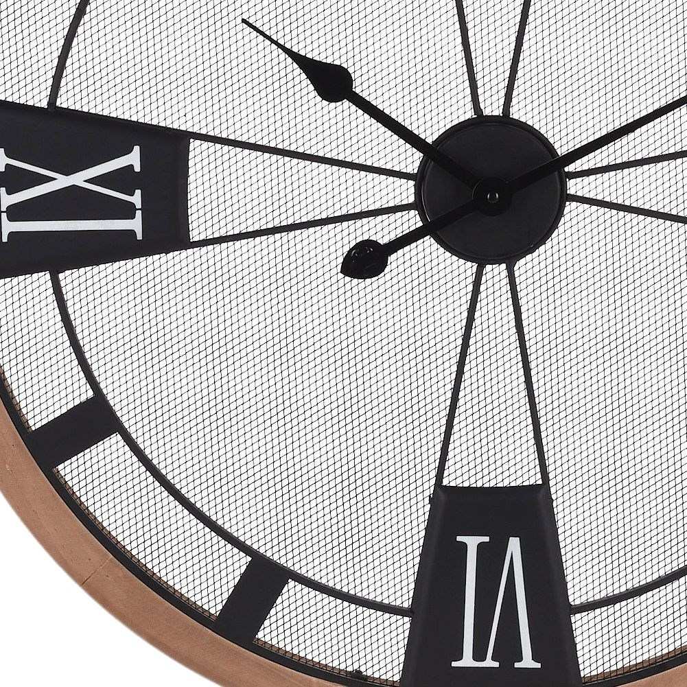 Large wall clock in metal and wood for loft decoration
