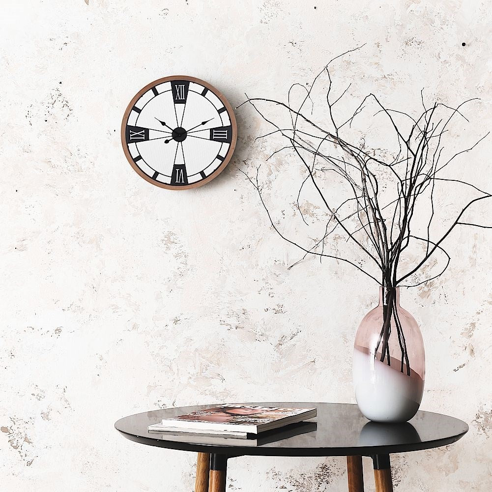 Large wall clock in metal and wood for loft decoration