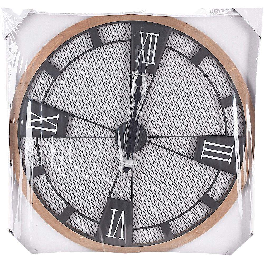 Large wall clock in metal and wood for loft decoration
