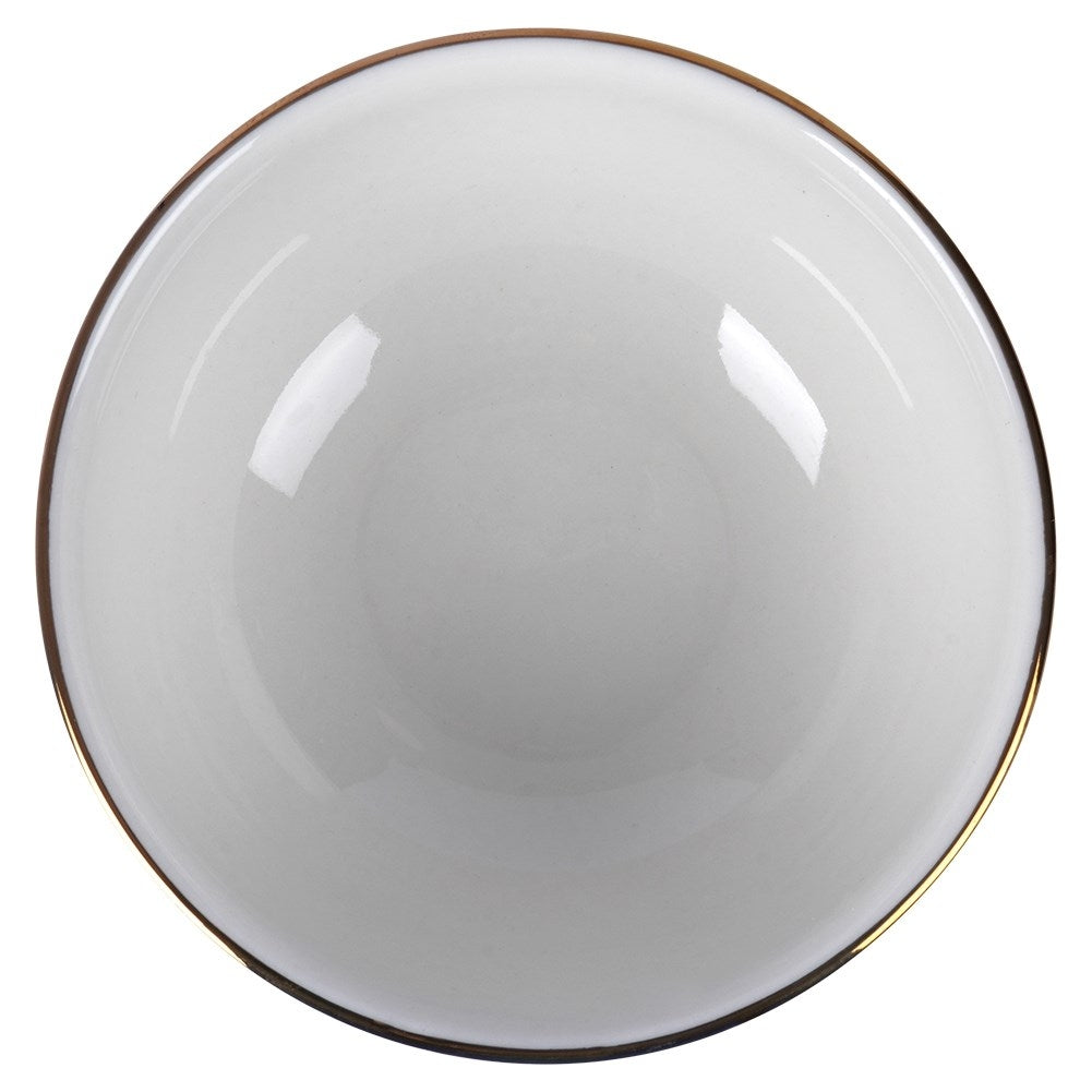 Large white porcelain bowl 1.5L with gold decoration