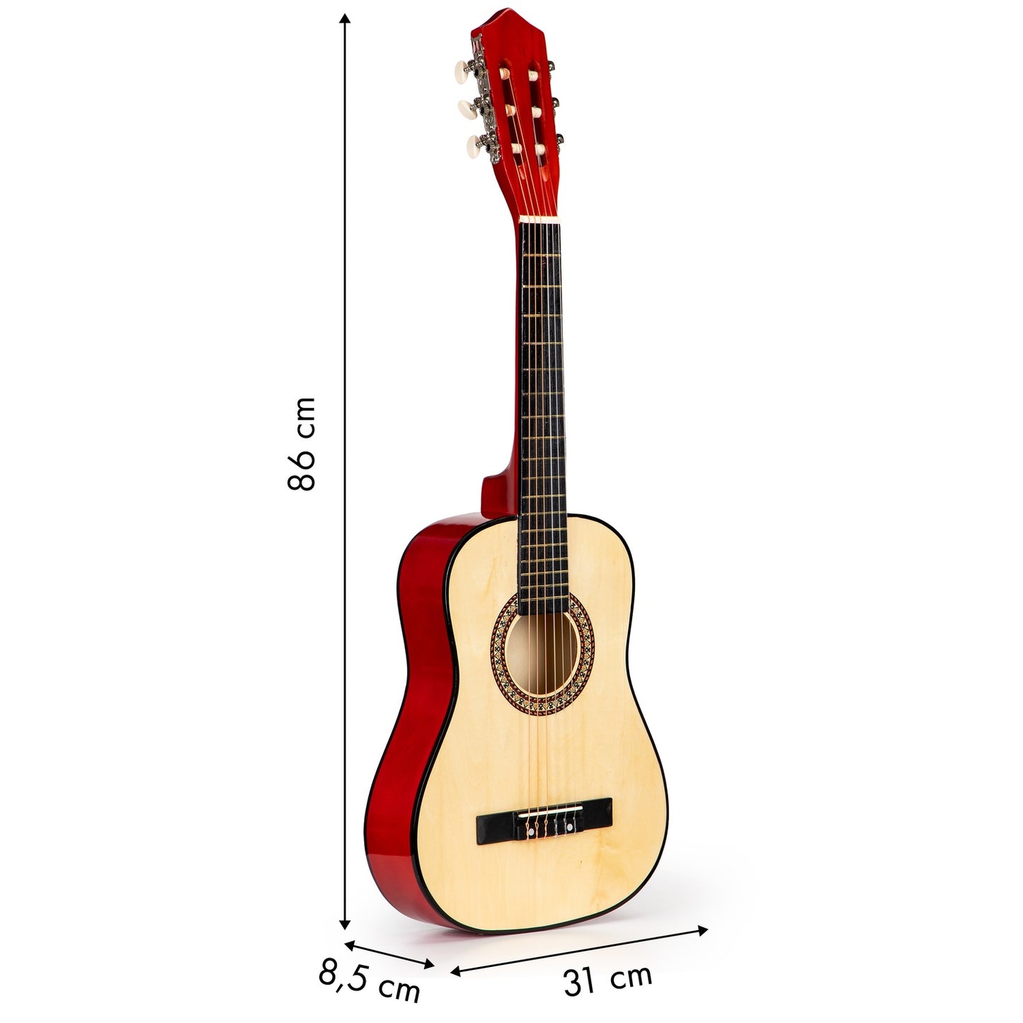 Large wooden children's guitar, 6 strings, ECOTOYS