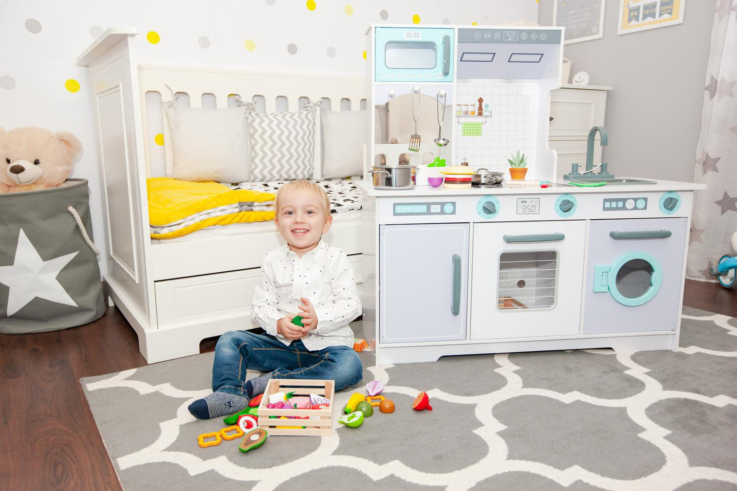 Large wooden children's kitchen with ECOTOYS accessories