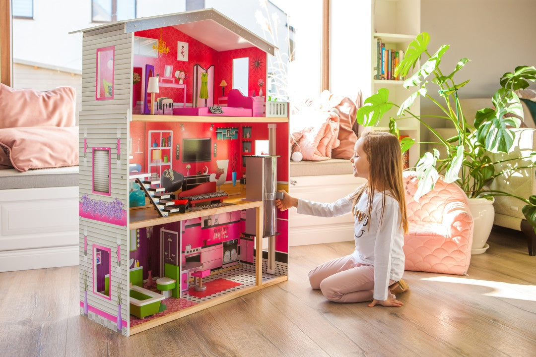 Large wooden dollhouse with an elevator - Malibu Residence ECOTOYS