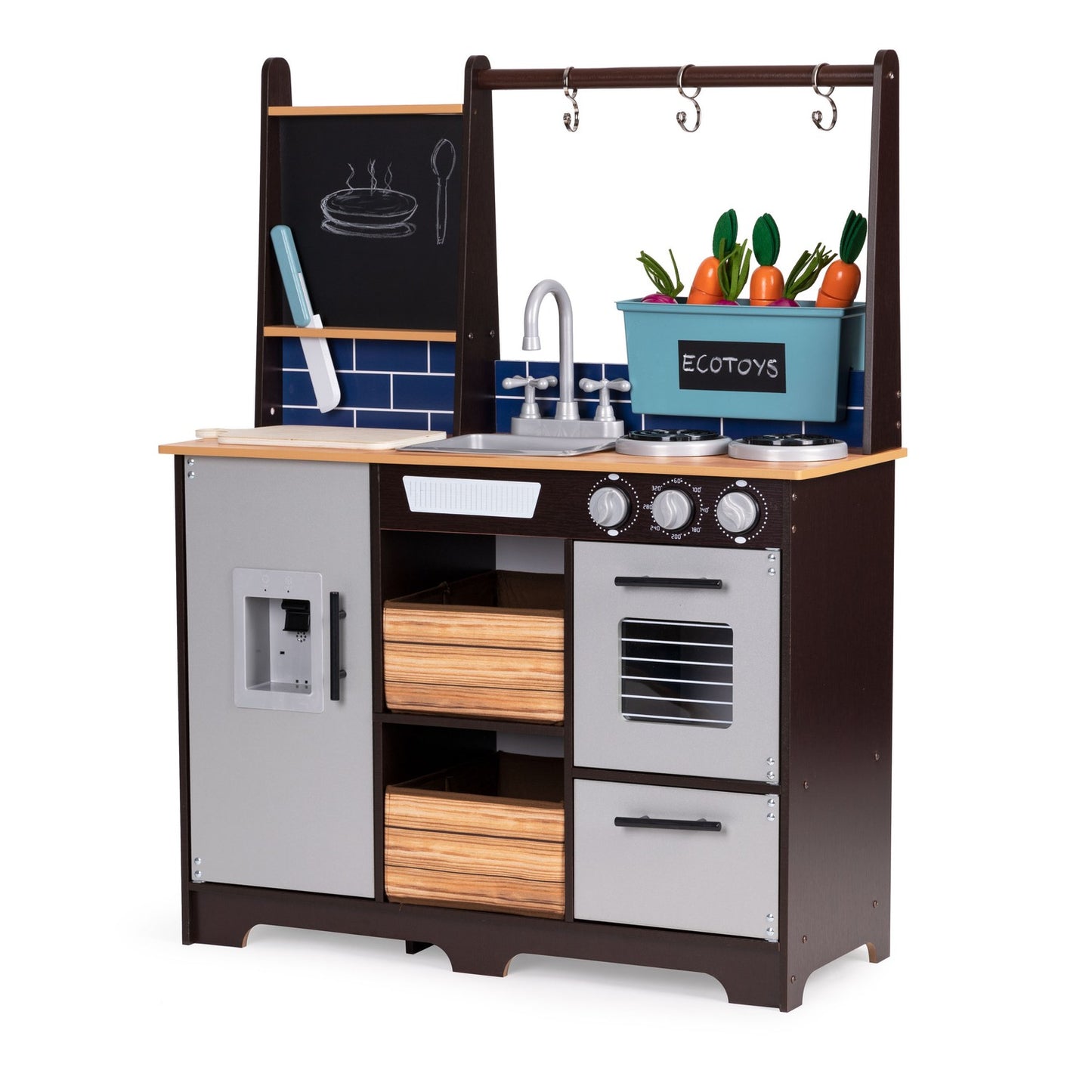 Large wooden kitchen for kids accessories