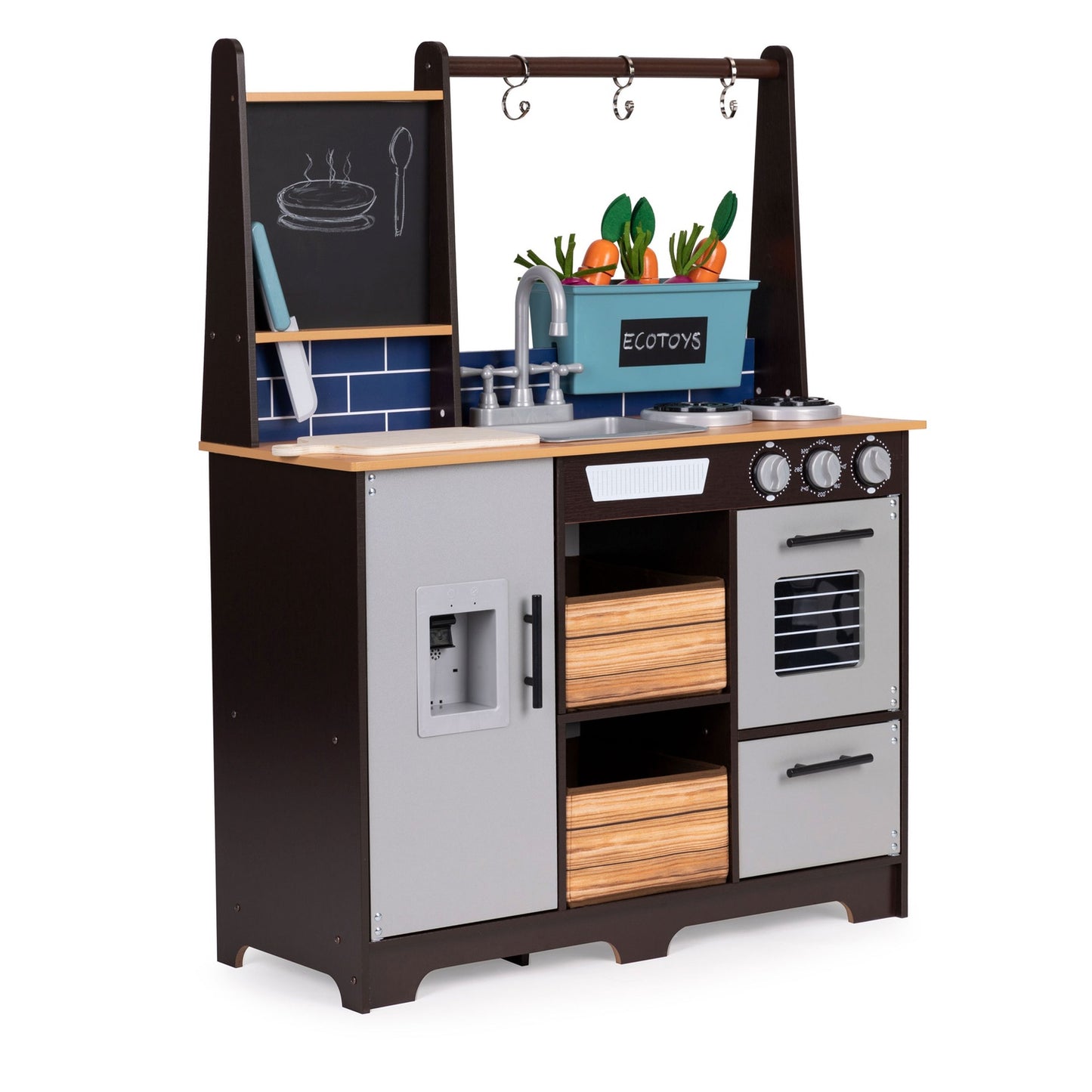 Large wooden kitchen for kids accessories