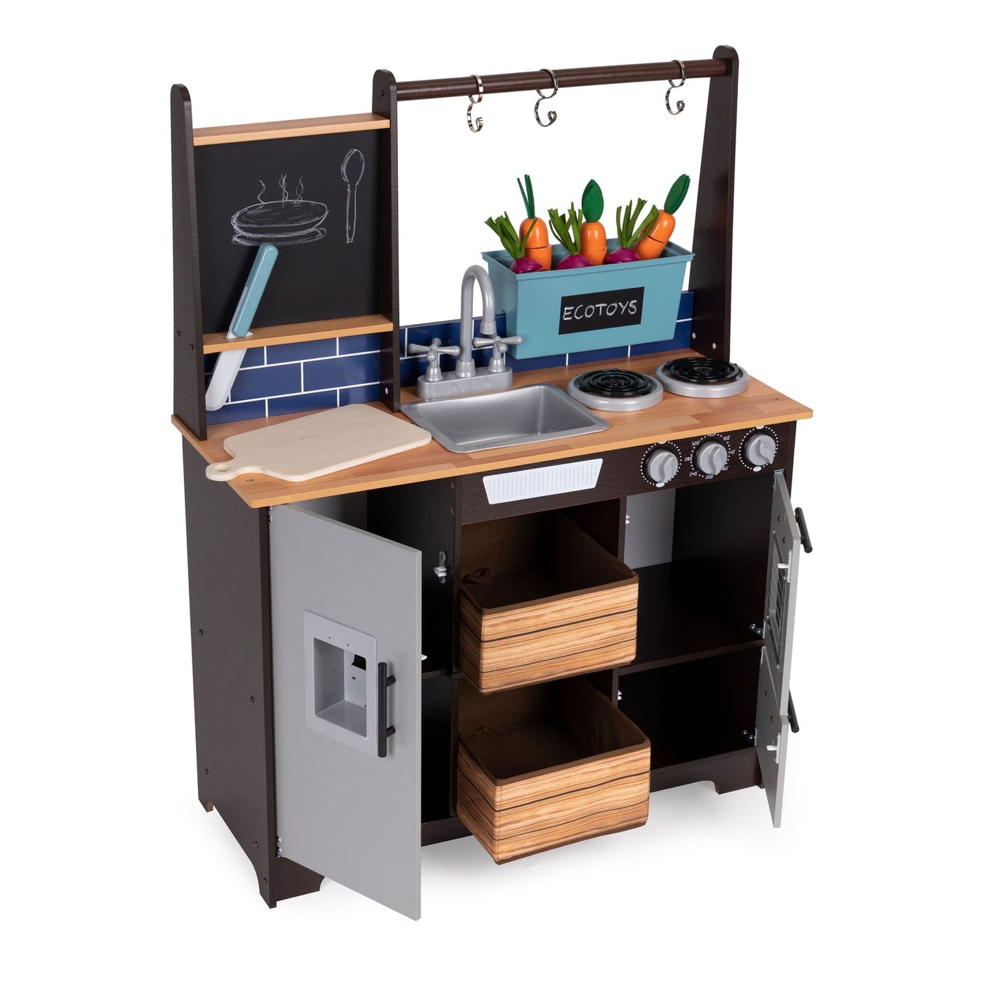 Large wooden kitchen for kids accessories