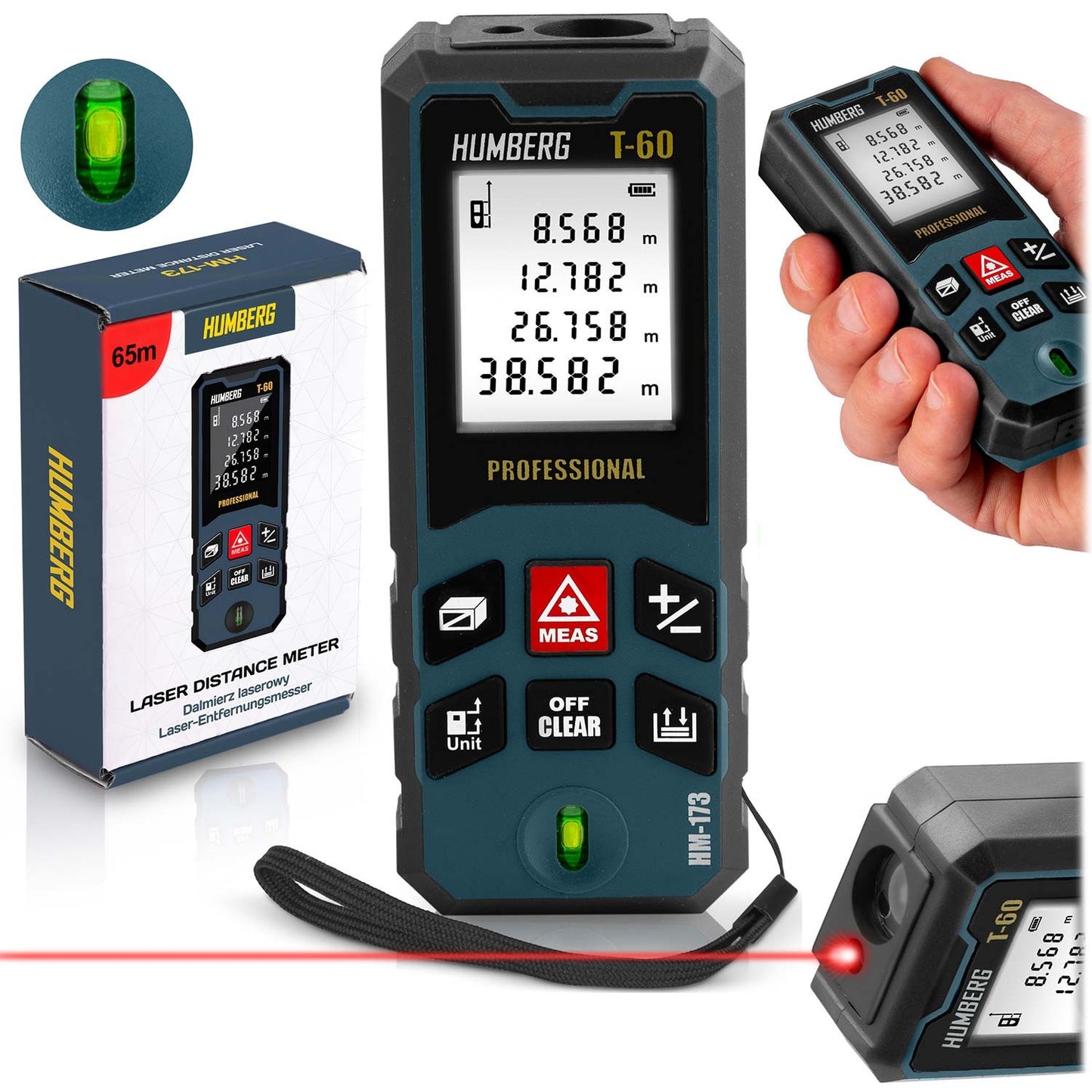 Laser Distance Meter 60 m, Compact Design