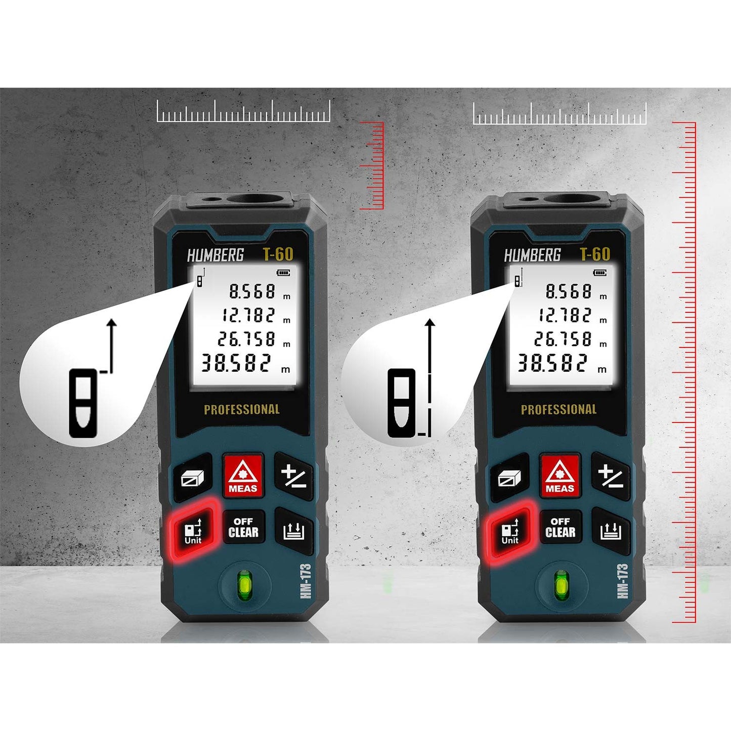Laser Distance Meter 60 m, Compact Design