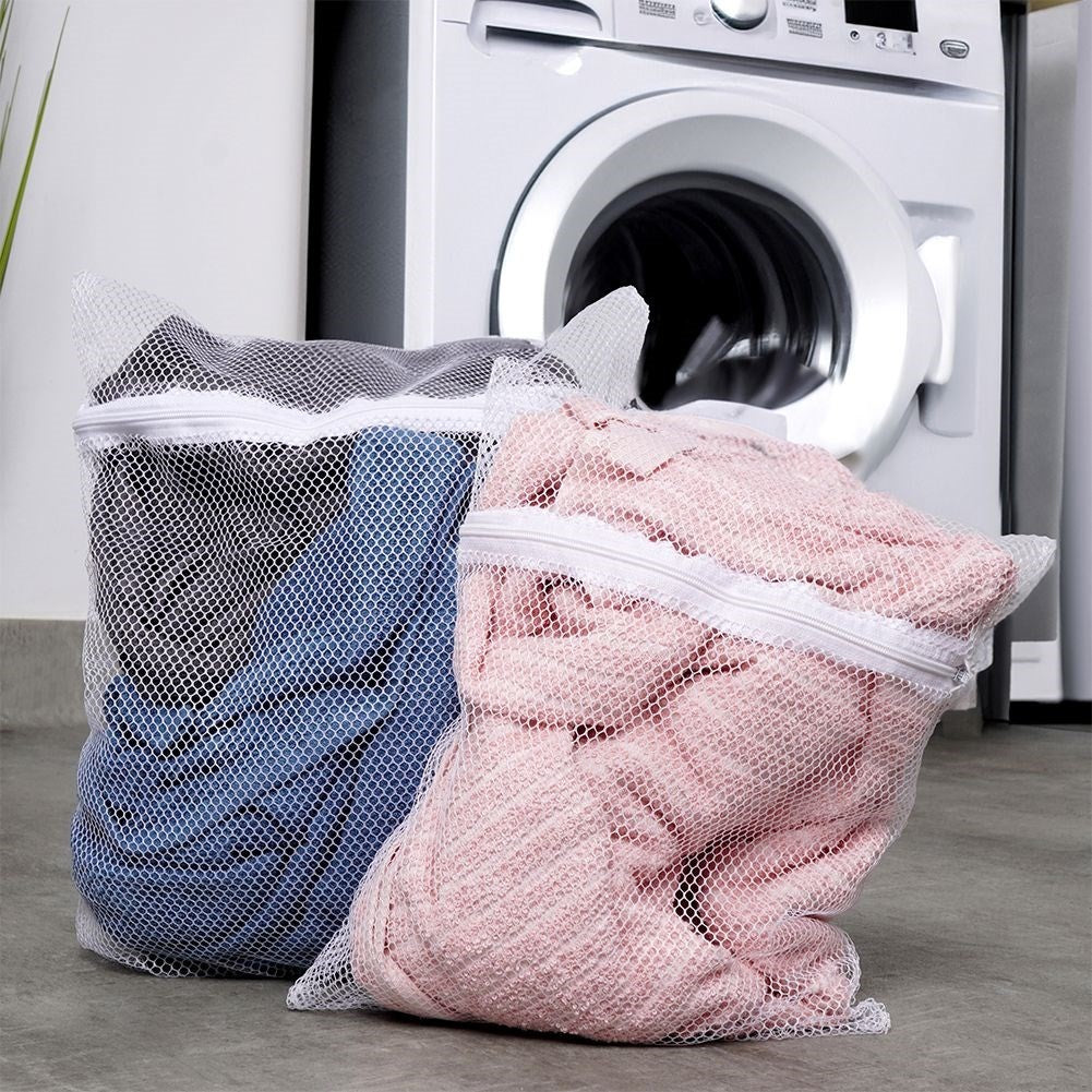 Laundry bags with plastic zipper for delicate fabrics