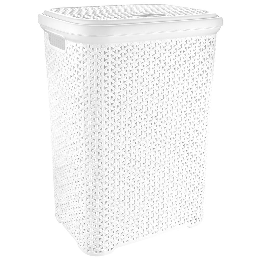 Laundry basket with openable lid and ventilating material