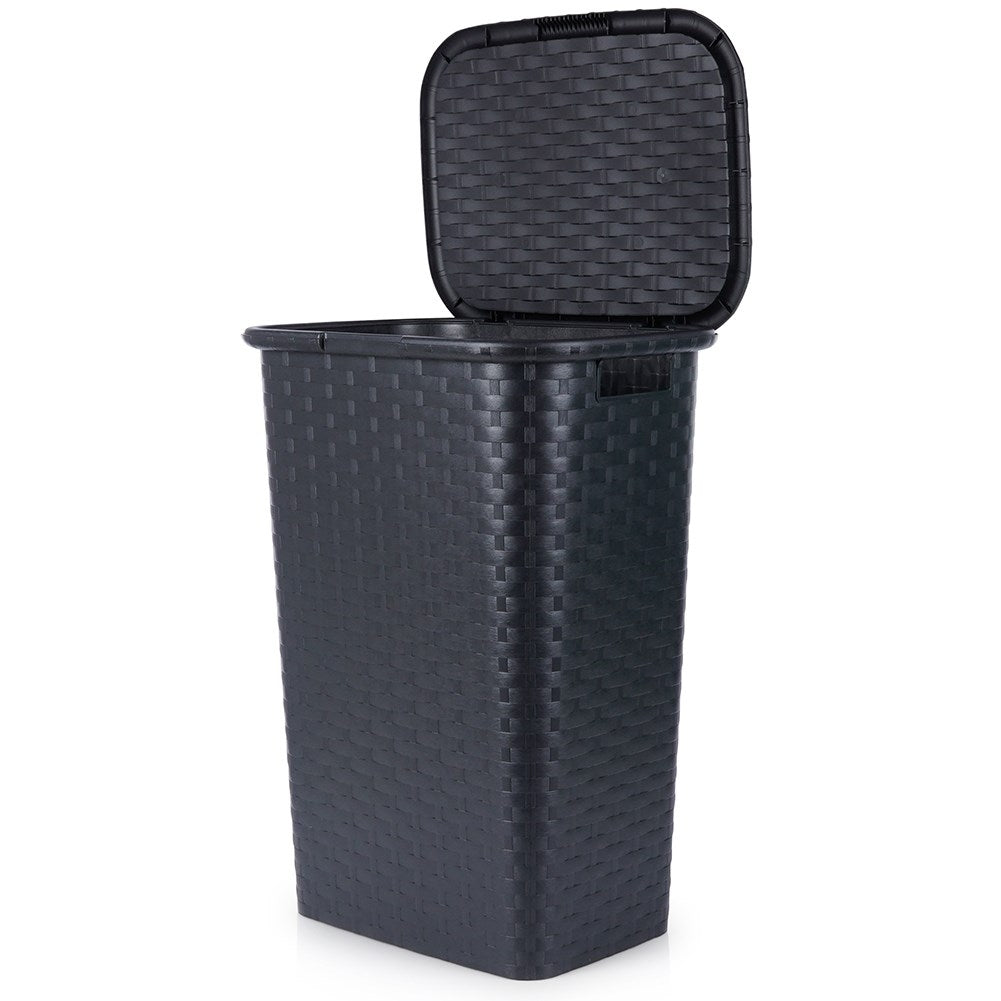 Laundry basket with opening lid, light and durable, black