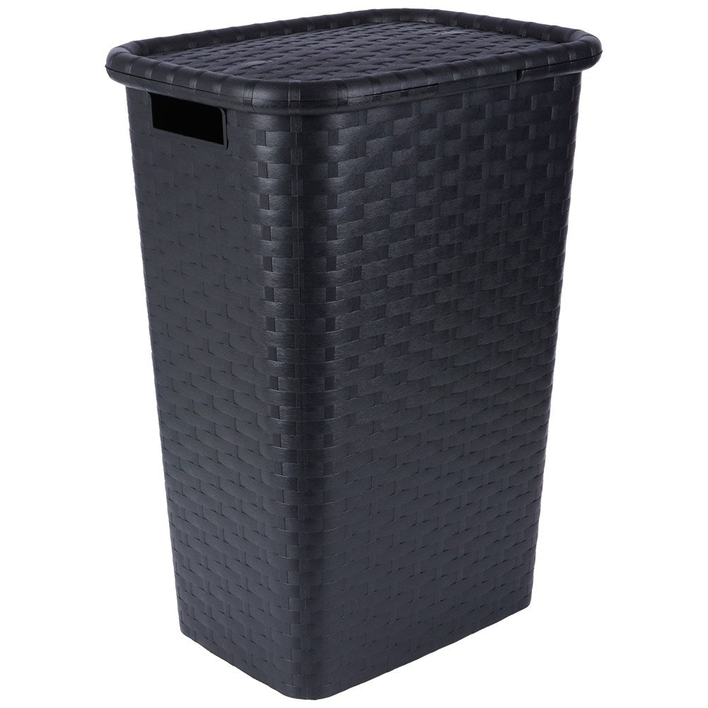 Laundry basket with opening lid, light and durable, black