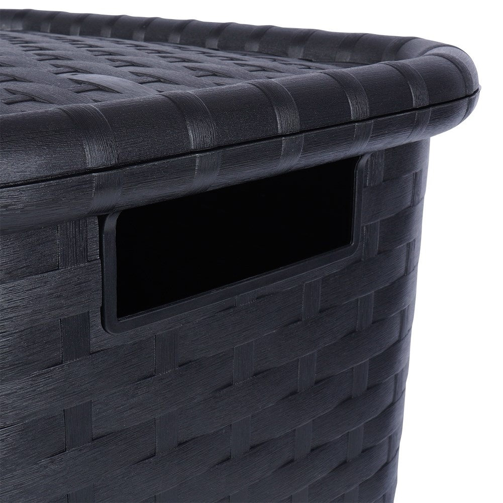 Laundry basket with opening lid, light and durable, black