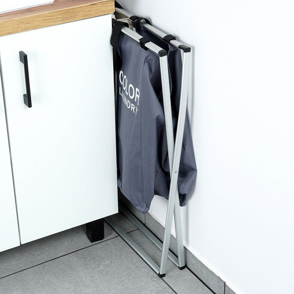 Laundry basket with three compartments for easy sorting