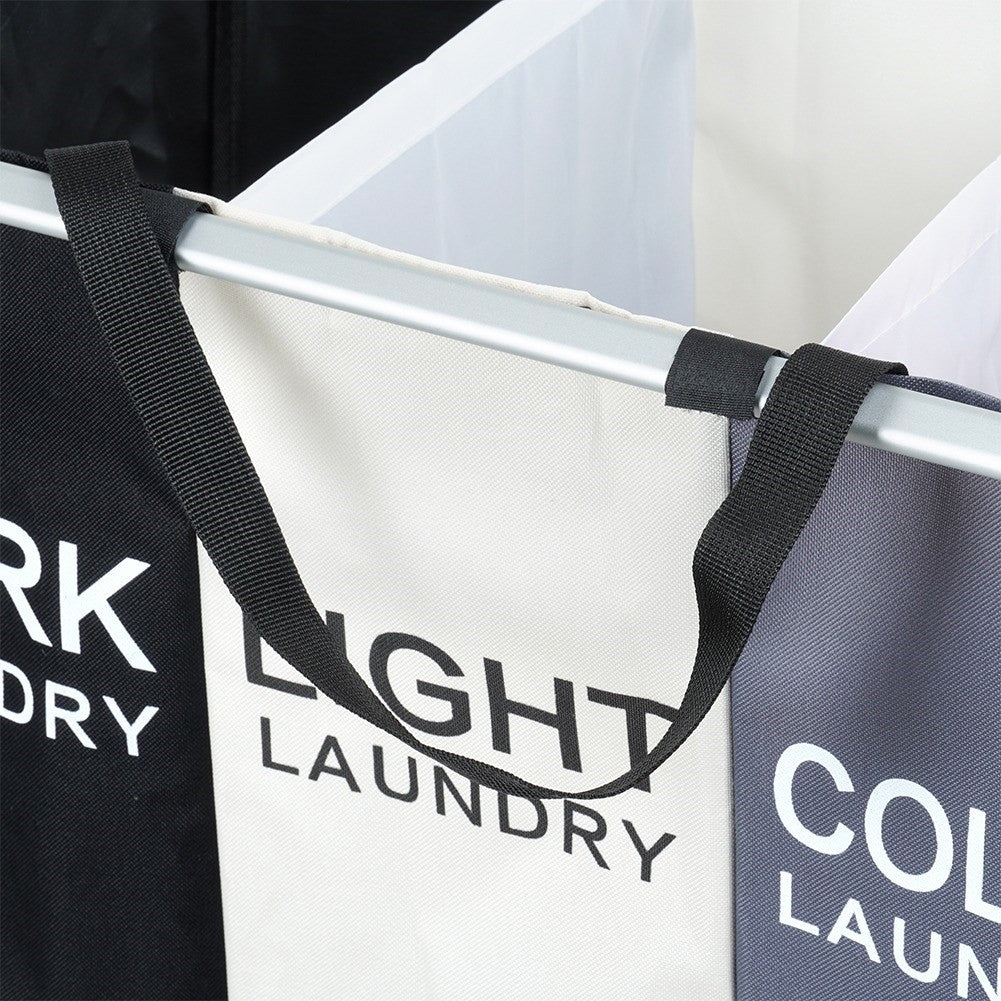 Laundry basket with three compartments for easy sorting