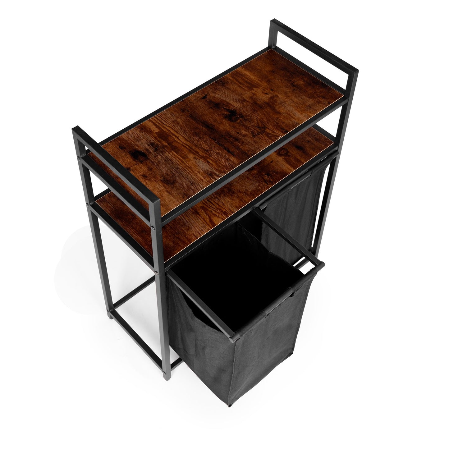 Laundry sorting basket, 2 baskets, 2 shelves, steel loft structure