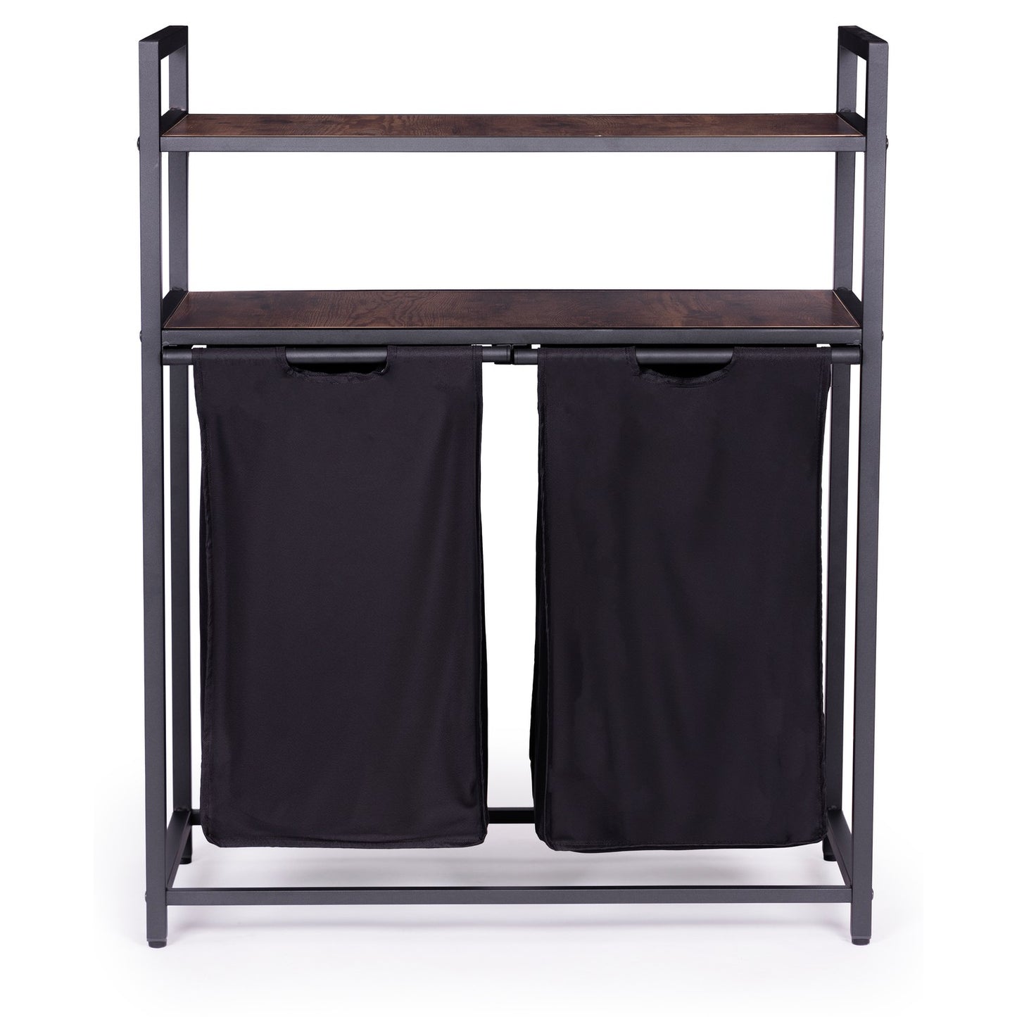 Laundry sorting basket, 2 baskets, 2 shelves, steel loft structure