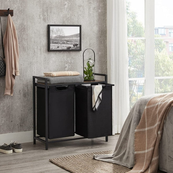 Laundry sorting basket, 2 baskets, steel loft structure