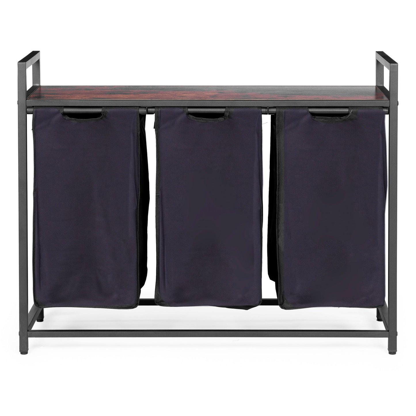 Laundry sorting basket, 3 baskets, steel shelf, loft structure