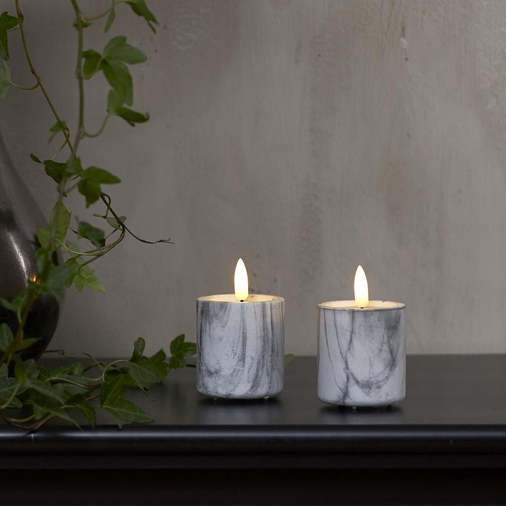 Led block light 2-pack marble with timer