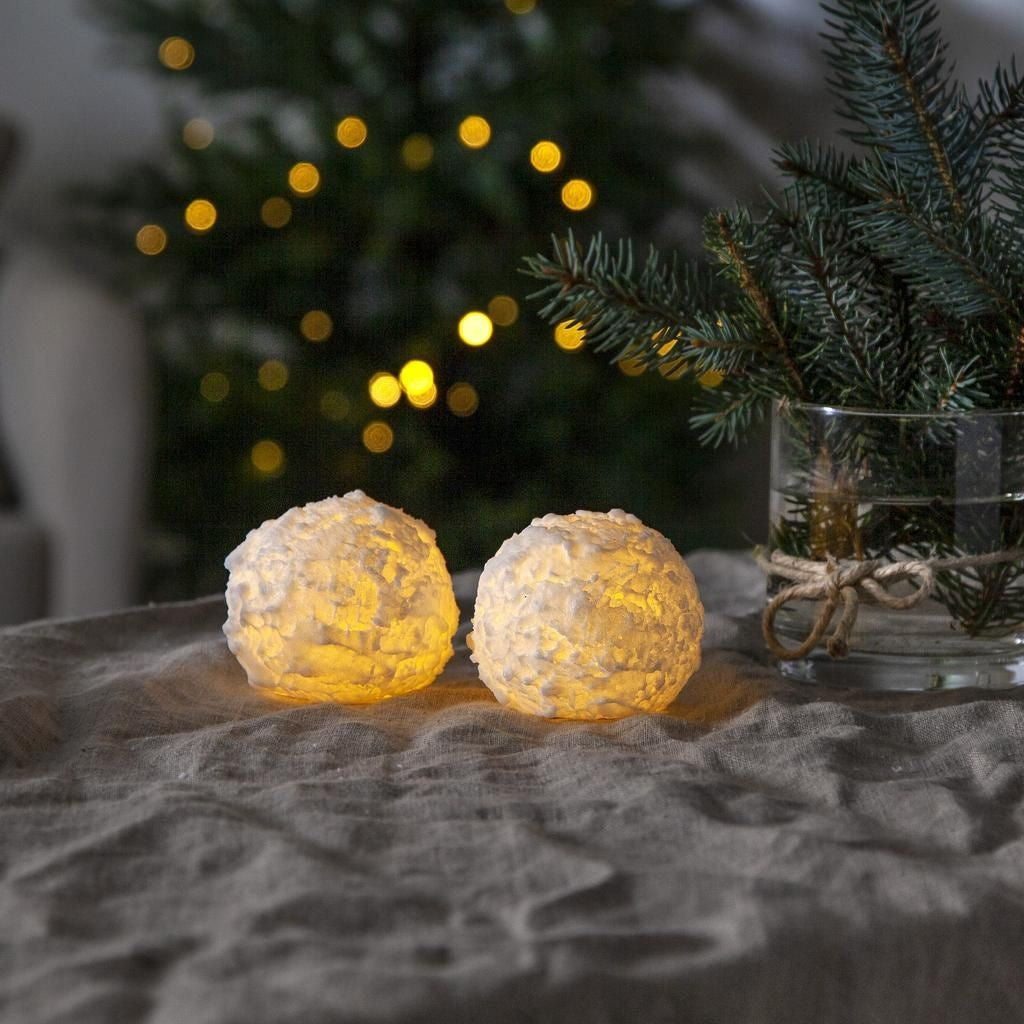 Led block light 2-pack snowball with timer