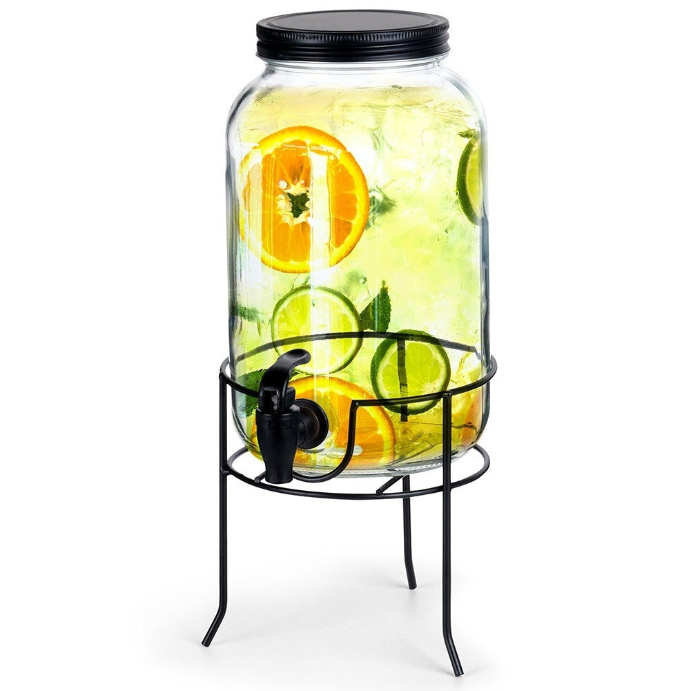 Lemonade jar with lid, faucet and stand - protects against insects