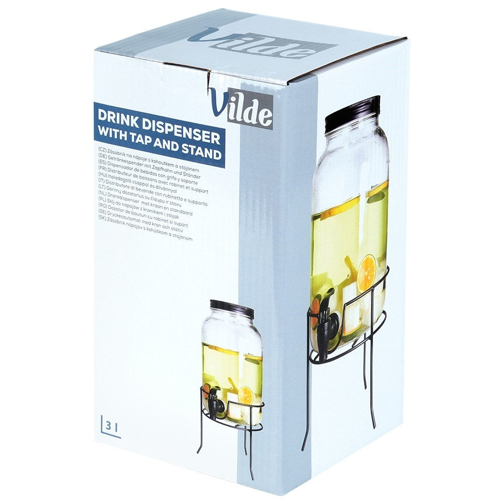 Lemonade jar with lid, faucet and stand - protects against insects