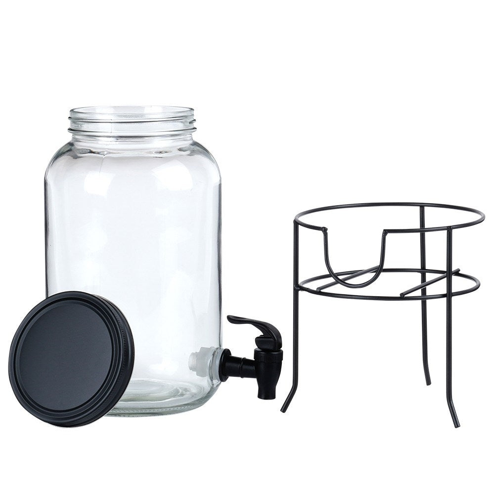 Lemonade jar with lid, faucet and stand - protects against insects