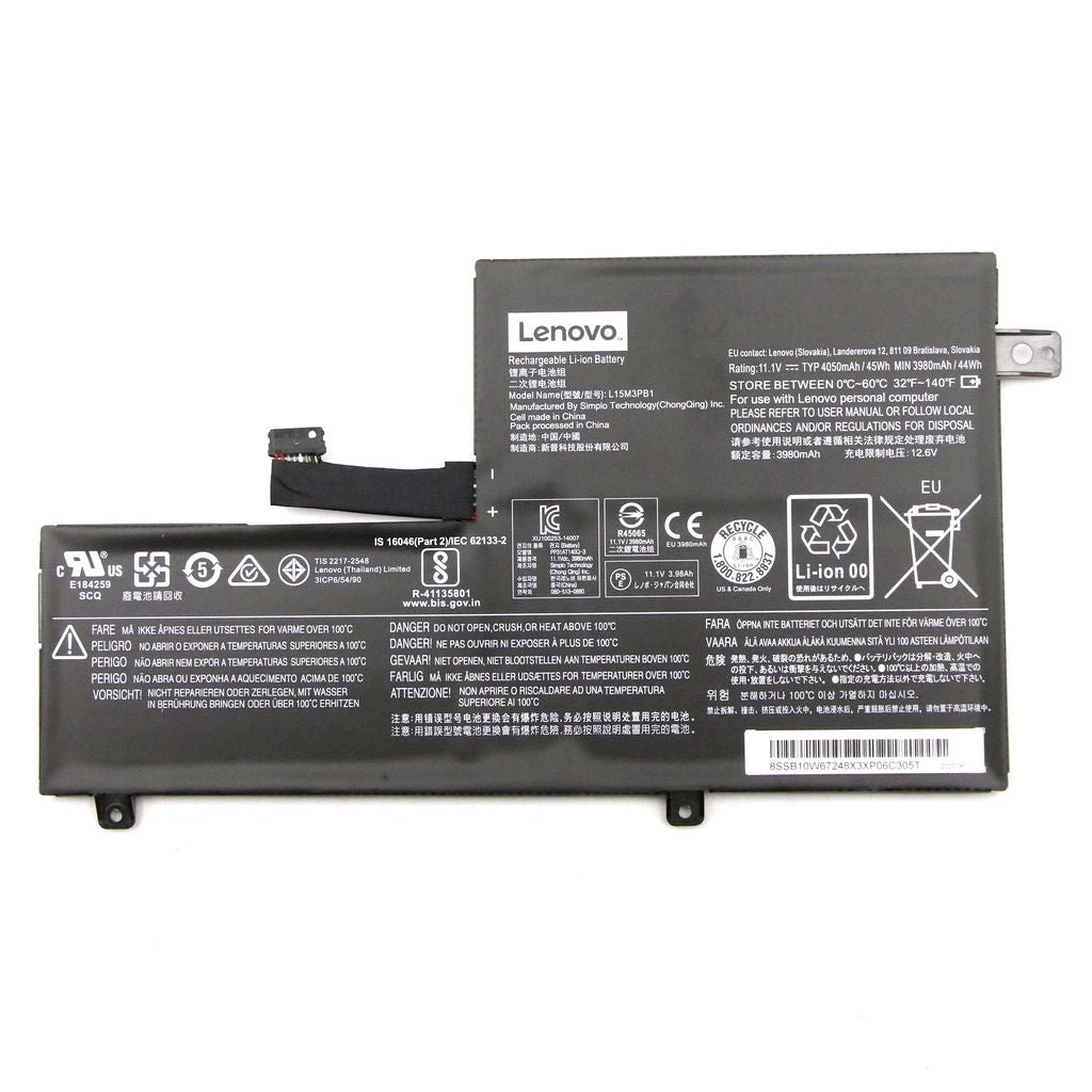 Lenovo 3C Laptop Battery, 45Wh, 11.1V, Li-ion, L15M3PB1 SB10W67248