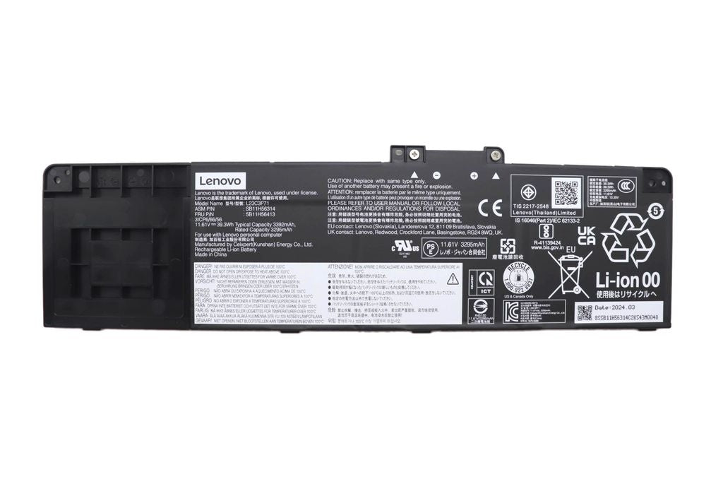 Lenovo Laptop Battery 3C, 39.3Wh, 11.61V, Li-ion, CXP, L23C3P71