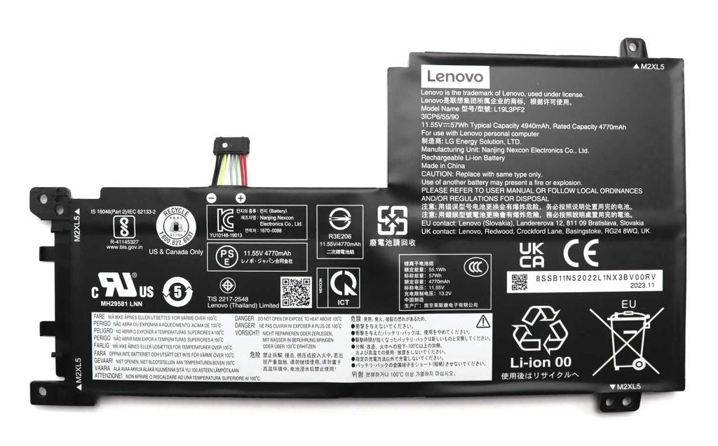 Lenovo Laptop Battery 3C, 57Wh, 11.55V, LG/L, L19L3PF2